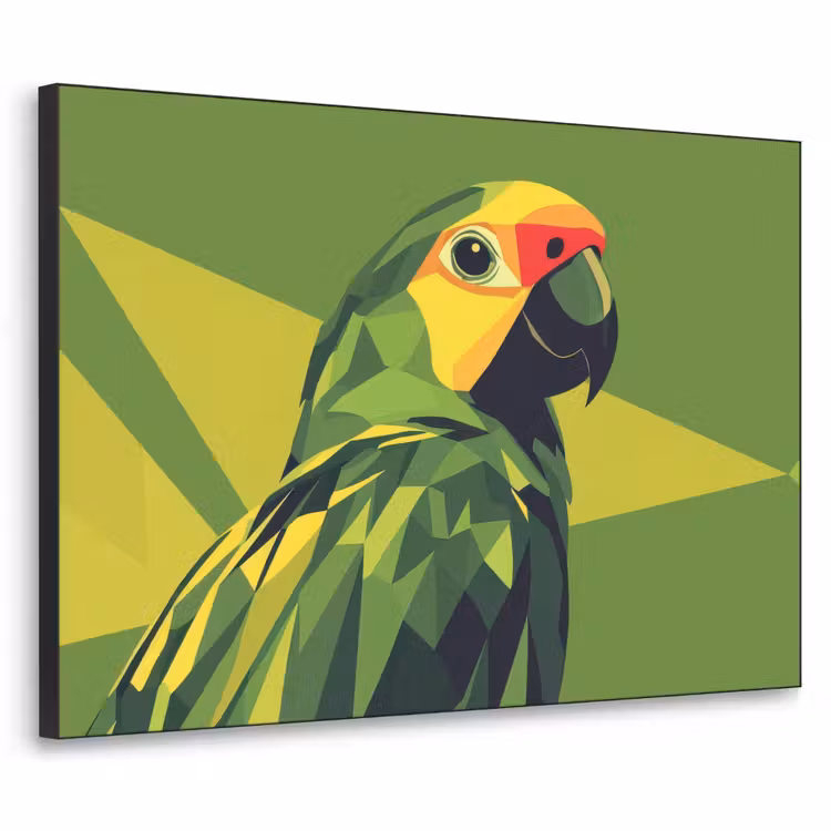 Papegaai - Groen - Snavel - Abstract Textielframe - compleet frame klein -3d