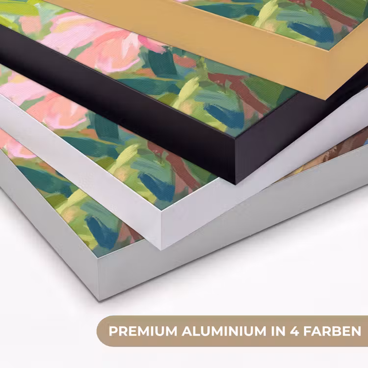 Papagaai - Hibiscusbloemen - Kleurrijk Textielframe zwart klein -USP_kleurenDE