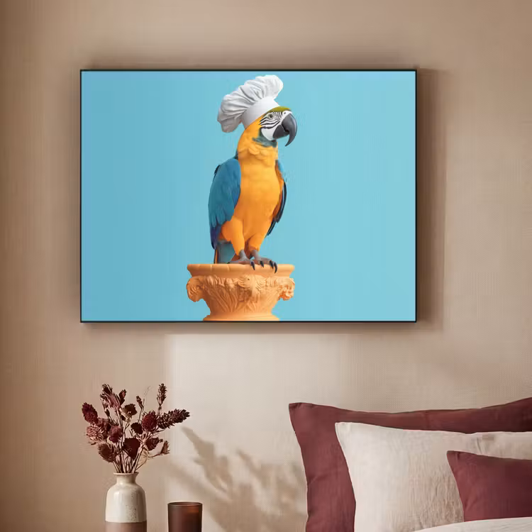 Papegaai - Koksmuts - Grappig - Vogel Textielframe - compleet frame klein -sfeer1