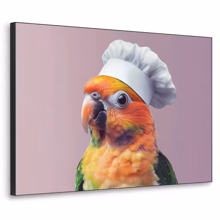 Papegaai - Koksmuts - Nieuwsgierig - Vogel Textielframe - compleet frame klein -3d