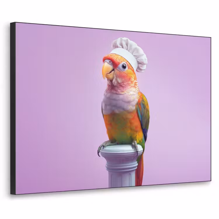 Papegaai - Koksmuts - Pilaar - Vogel Textielframe zwart klein -3d
