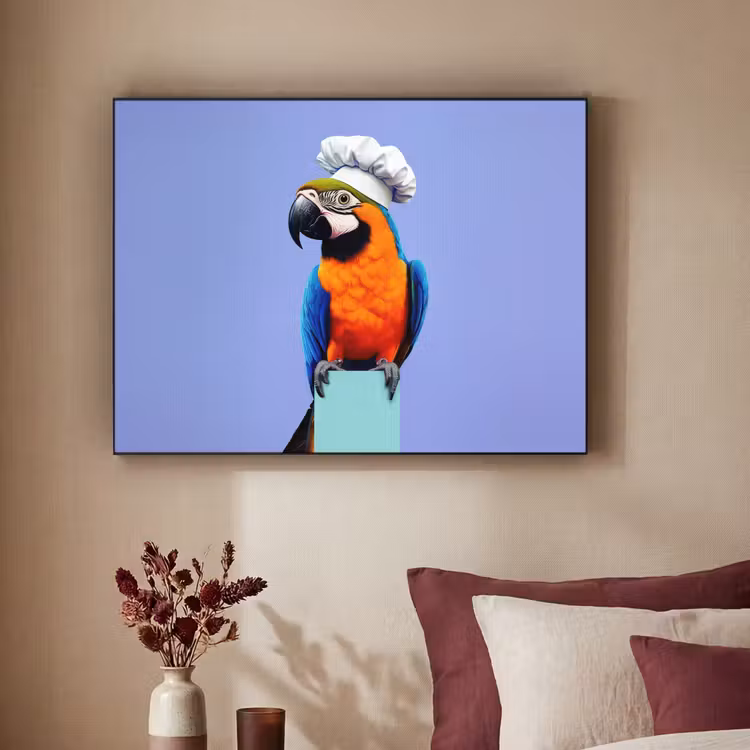 Papegaai - Koksmuts - Vogel - Leuk Textielframe - compleet frame klein -sfeer1