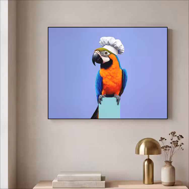 Papegaai - Koksmuts - Vogel - Leuk Textielframe - compleet frame klein -sfeer2