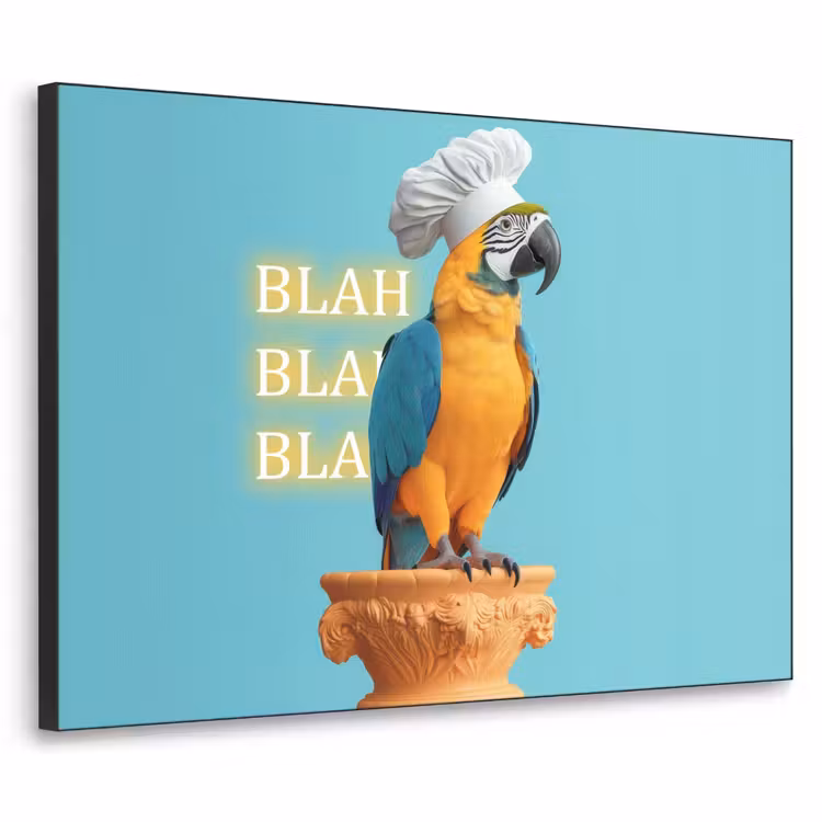 Papegaai - Koksmuts - Quote - Neon Textielframe - compleet frame klein -3d