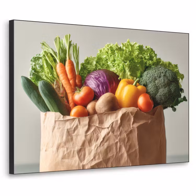 Papieren - Boodschappen - Groente - Kleurrijk Textielframe - compleet frame klein -3d