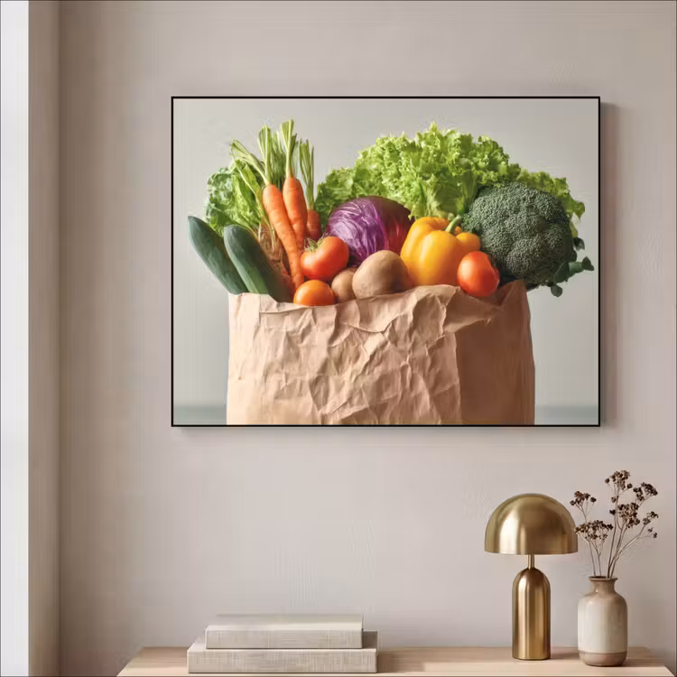 Papieren - Boodschappen - Groente - Kleurrijk Textielframe - compleet frame klein -sfeer2