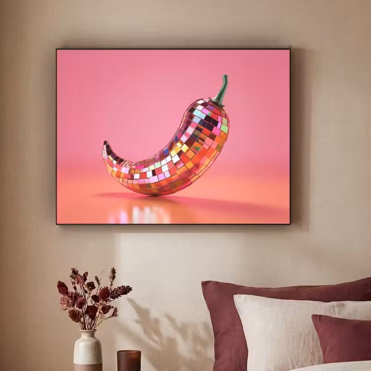 Peper - Disco - Rood - Glitter Textielframe - compleet frame klein -sfeer1
