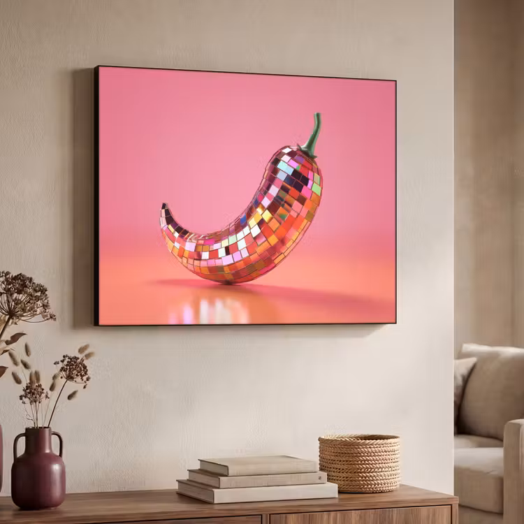 Peper - Disco - Rood - Glitter Textielframe - compleet frame klein -sfeer3