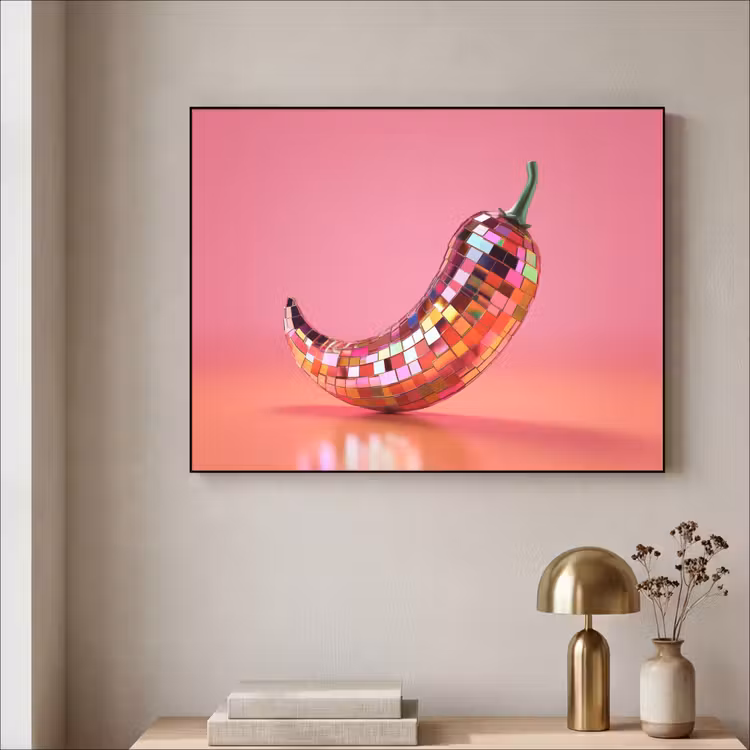 Peper - Disco - Rood - Glitter Textielframe zwart klein -sfeer2