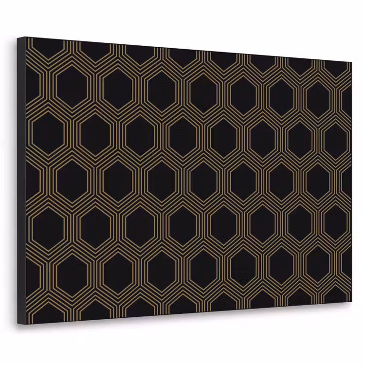 Parallel - Goud - Zwart - Bijenraatmotief Textielframe - compleet frame klein 947 -3d