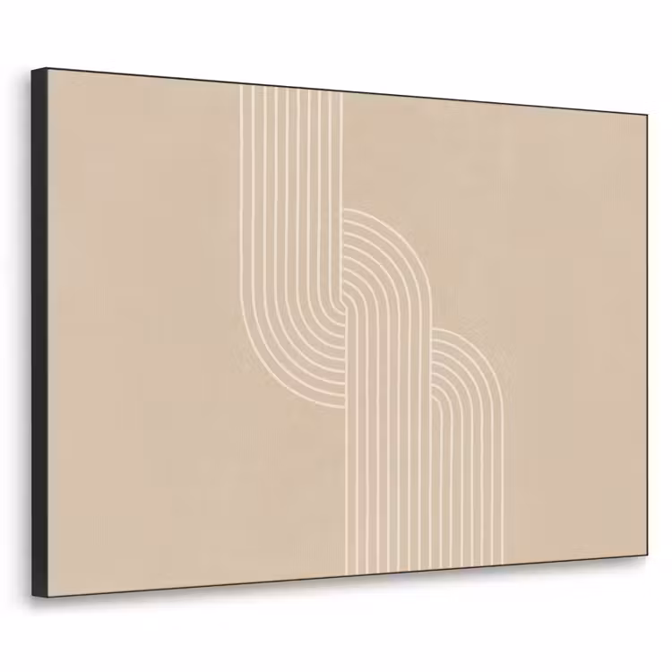 Parallelle lijnen - Lichte textuur - Beige Textielframe zwart klein -3d
