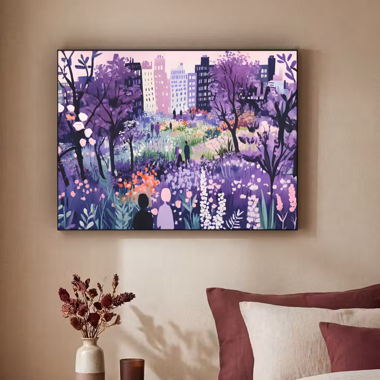 Park - Bomen - Bloemen - Gebouwen Textielframe - compleet frame klein -sfeer1