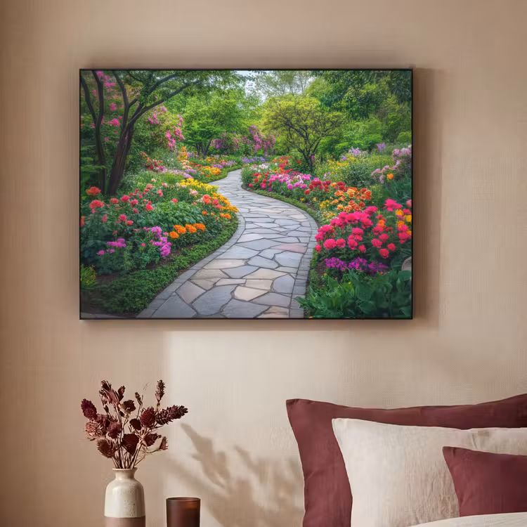 Park - Bloemen - Tuin Textielframe zwart klein -sfeer1