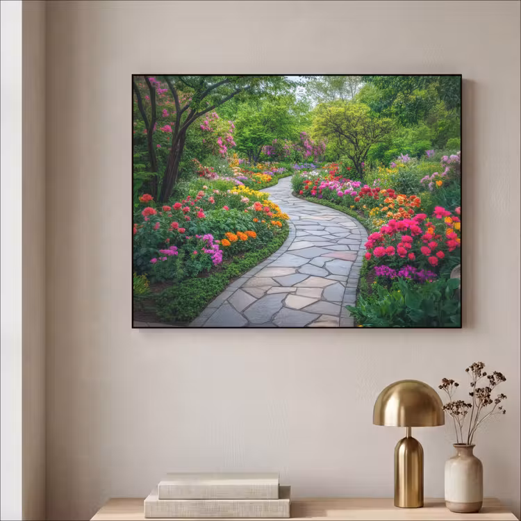 Park - Bloemen - Tuin Textielframe zwart klein -sfeer2