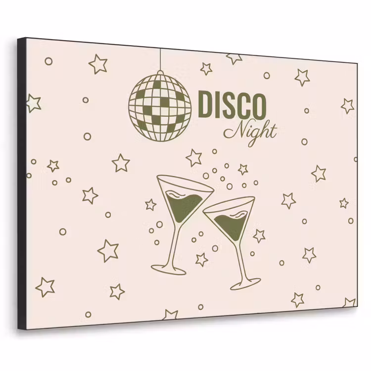 Feest - Disco - Drank - Illustratie - Groen Textielframe zwart klein -3d