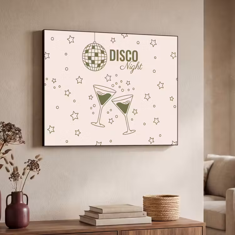 Feest - Disco - Drank - Illustratie - Groen Textielframe zwart klein -sfeer3