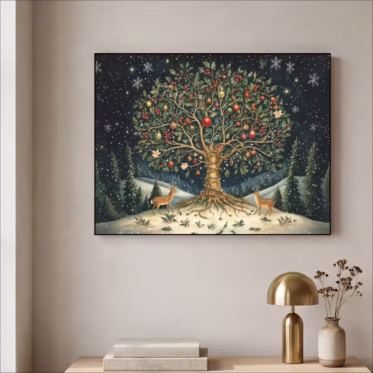 Feestboom - Winterhemel - Kleurrijk Textielframe - compleet frame klein -sfeer2