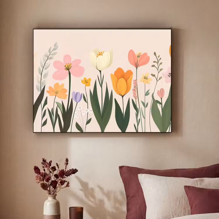 Pasteltinten - Bloemen - Illustratie Textielframe zwart klein -sfeer1