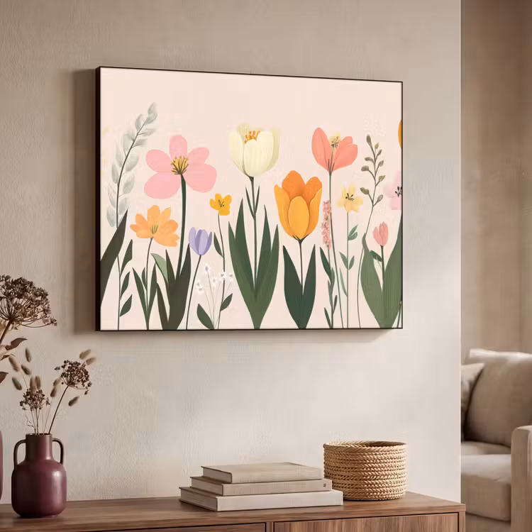 Pasteltinten - Bloemen - Illustratie Textielframe - compleet frame klein -sfeer3