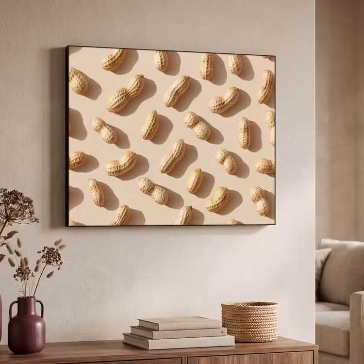 Pinda's - Patroon - Beige Textielframe zwart klein -sfeer3