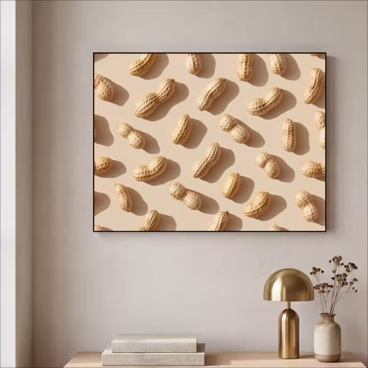 Pinda's - Patroon - Beige Textielframe - compleet frame klein -sfeer2