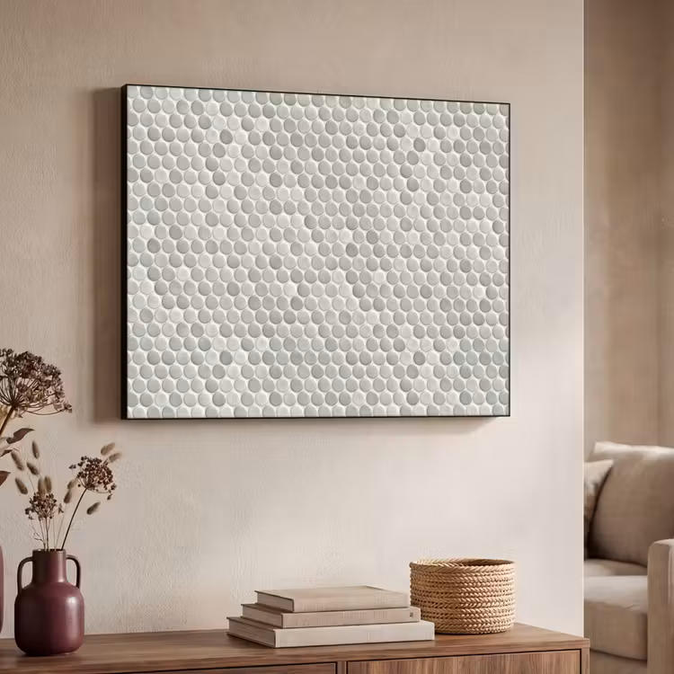 Penny - Mozaïek - Lichtgrijs Textielframe zwart klein 947 -sfeer3