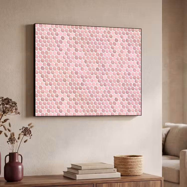 Penny - Mozaïek - Lichtroze Textielframe zwart klein 947 -sfeer3