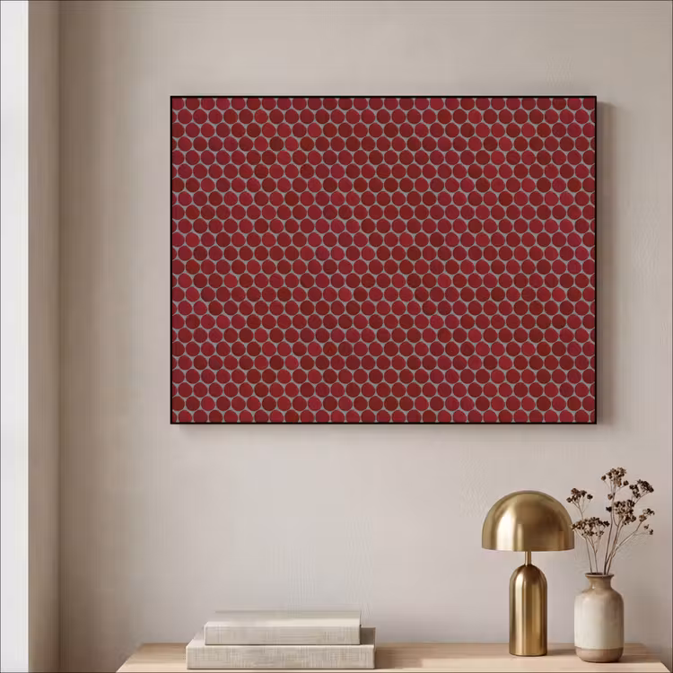Penny - Mozaïek - Rond - Rood Textielframe zwart klein 947 -sfeer2
