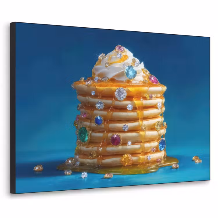 Pannenkoeken - Steentjes - Glitter - Slagroom Textielframe zwart klein -3d