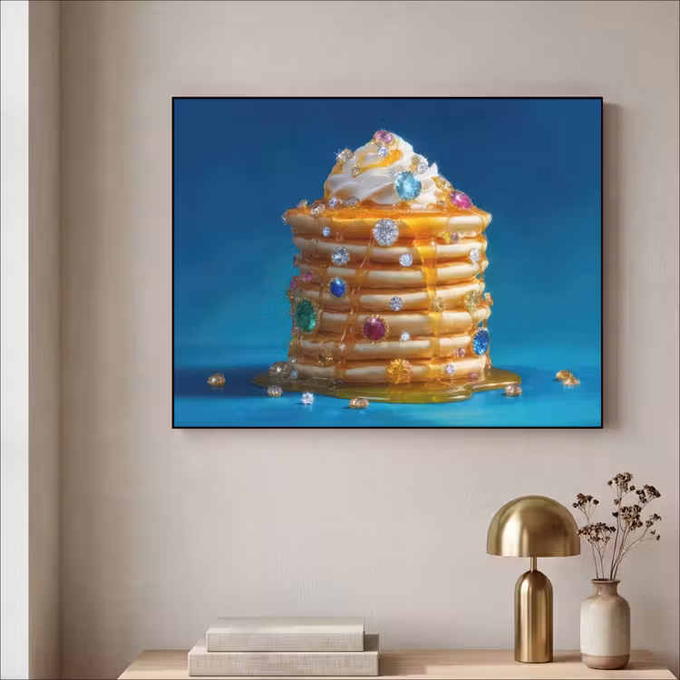 Pannenkoeken - Steentjes - Glitter - Slagroom Textielframe zwart klein -sfeer2