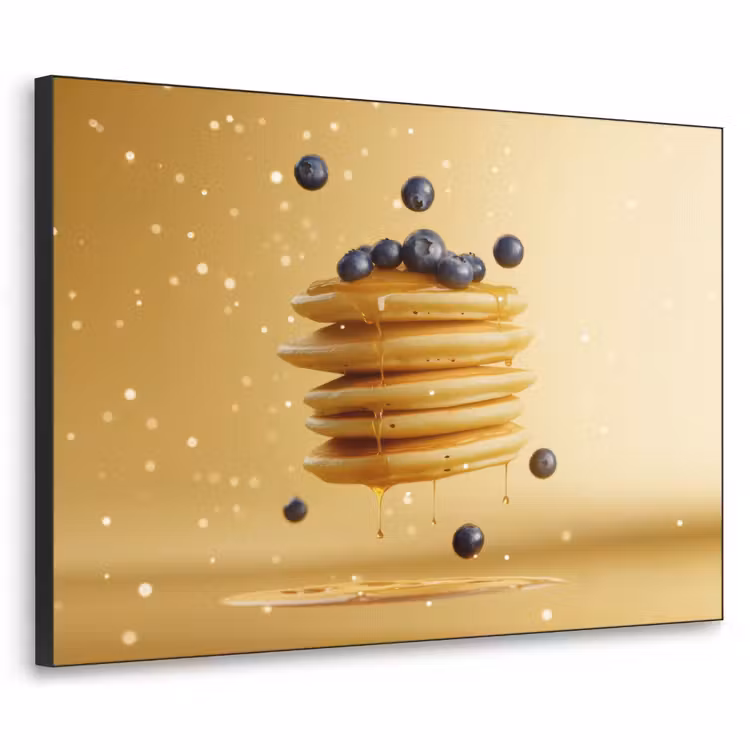 Pannenkoeken - Eten - Honing - Geel Textielframe zwart klein -3d