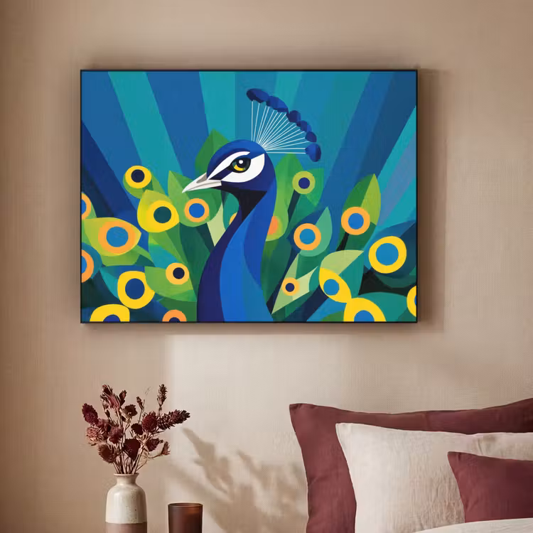 Pauw - Cirkels - Blauw Textielframe - compleet frame klein -sfeer1