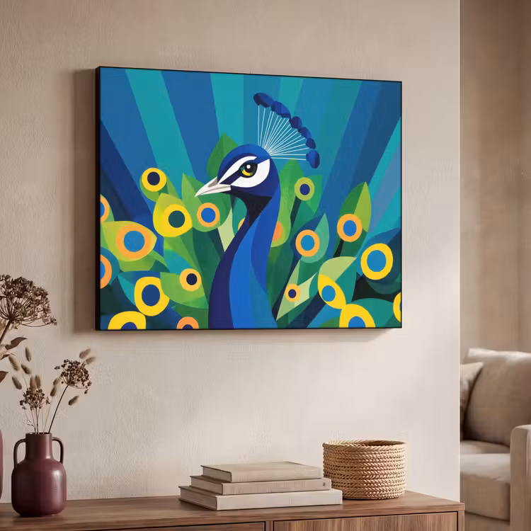 Pauw - Cirkels - Blauw Textielframe - compleet frame klein -sfeer3