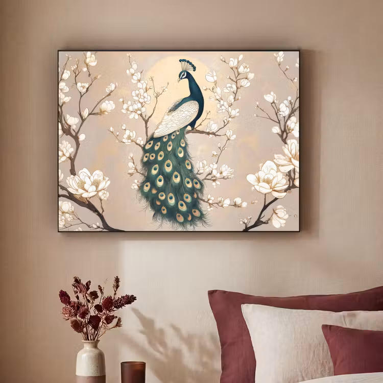 Pauw - Tak - Bloemen Textielframe zwart klein -sfeer1