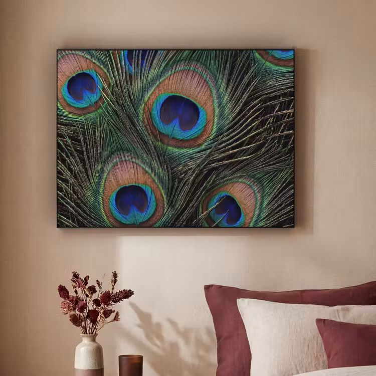Pauwenveren - Klassiek - Groen Textielframe zwart klein -sfeer1