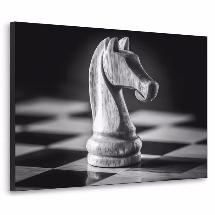 Paard - Hout - Schaalbord - Zwart Textielframe - compleet frame klein -3d