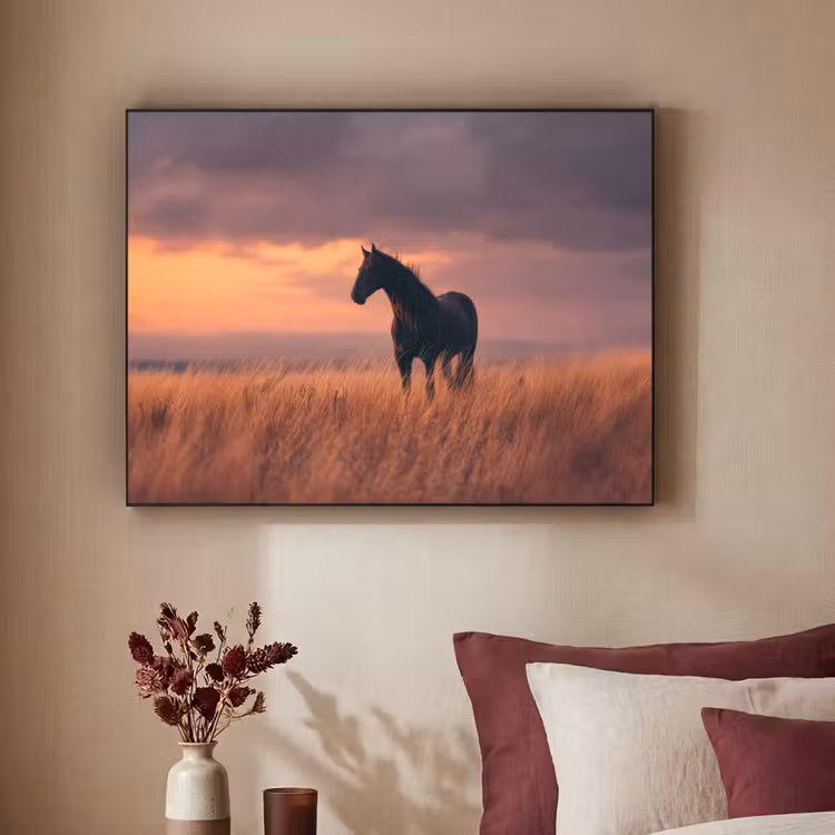 Paard - Wolken - Open veld Textielframe - compleet frame klein -sfeer1