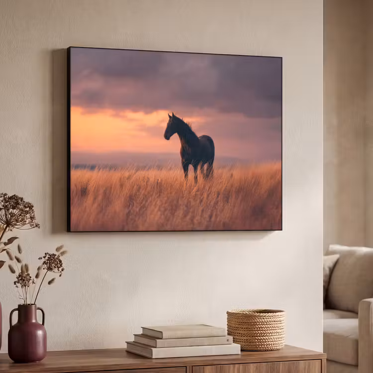 Paard - Wolken - Open veld Textielframe - compleet frame klein -sfeer3