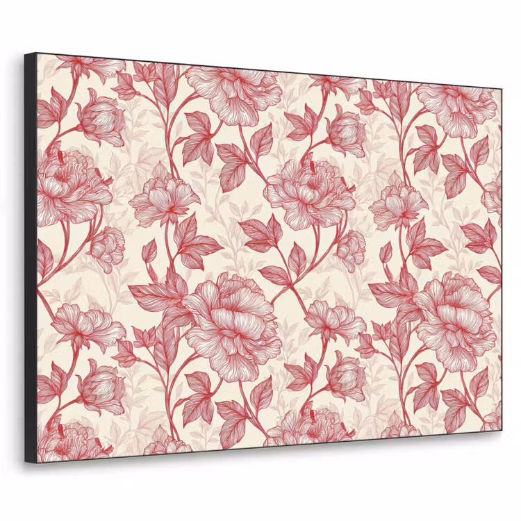 Pioenrozen - Modern - Rood Textielframe zwart klein 947 -3d