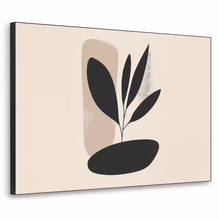 Plant - Beige - Japandi Textielframe zwart klein -3d
