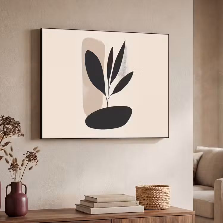 Plant - Beige - Japandi Textielframe - compleet frame klein -sfeer3
