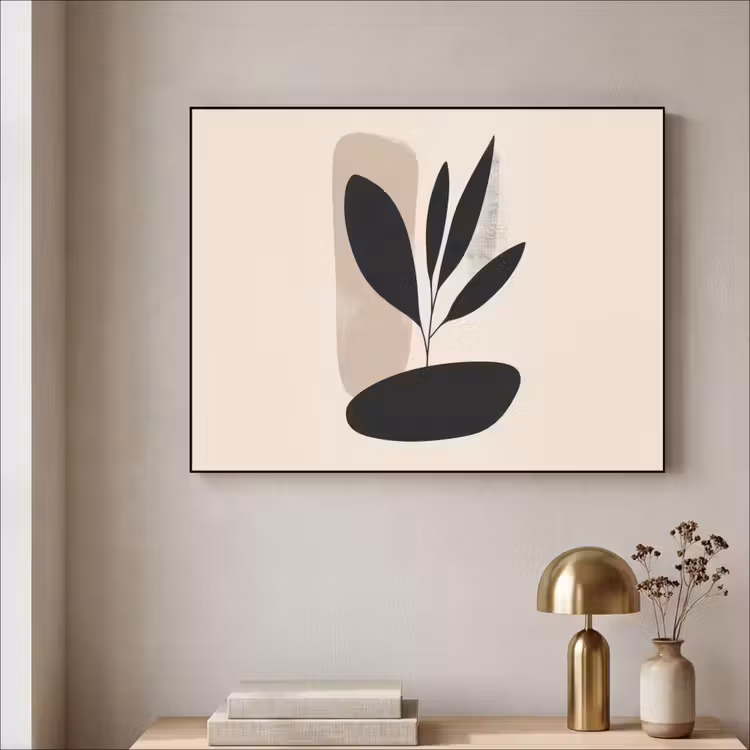 Plant - Beige - Japandi Textielframe - compleet frame klein -sfeer2