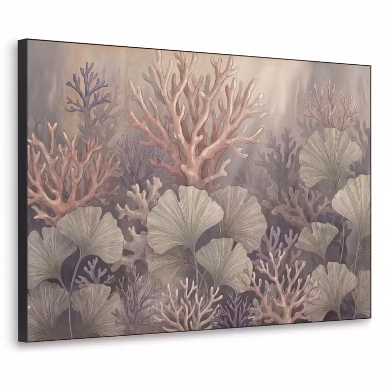 Plant - Bladeren - Zee - Illustratie - Groen Textielframe zwart klein -3d