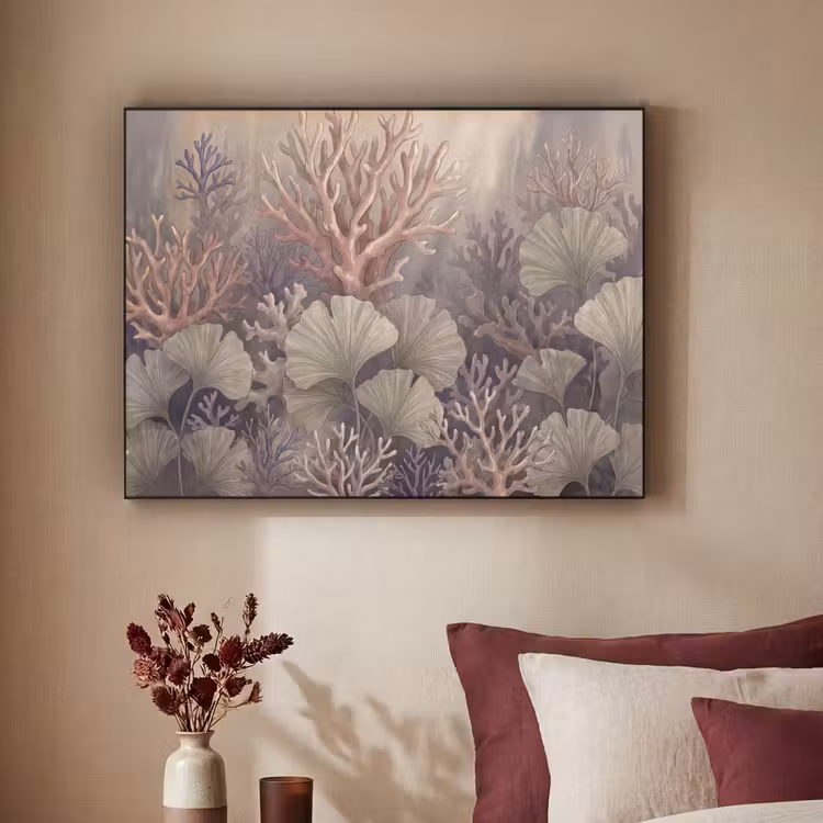 Plant - Bladeren - Zee - Illustratie - Groen Textielframe zwart klein -sfeer1