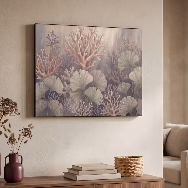 Plant - Bladeren - Zee - Illustratie - Groen Textielframe zwart klein -sfeer3