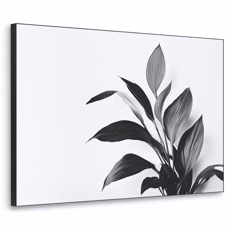 Plant - Bladeren - Minimalistisch - Zwart Textielframe zwart klein -3d