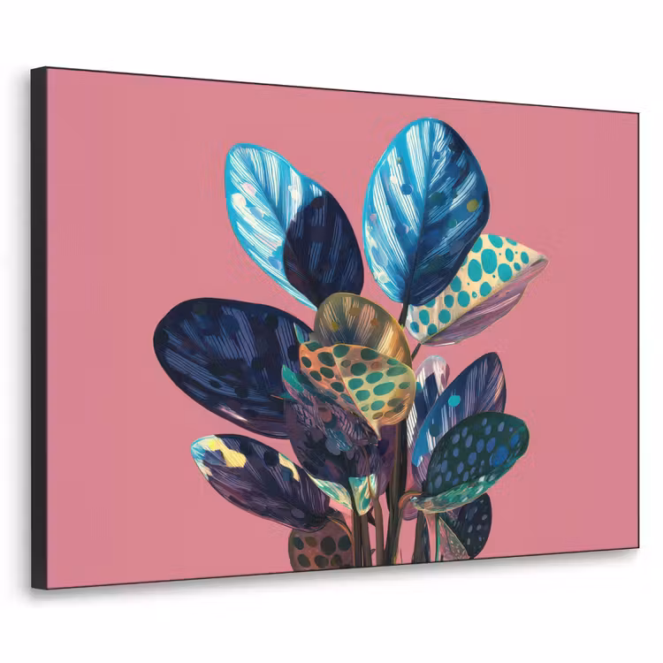 Plant - Bladeren - Stippen - Abstract Textielframe - compleet frame klein -3d