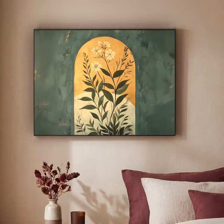 Plant - Bloemen - Wit Textielframe zwart klein -sfeer1