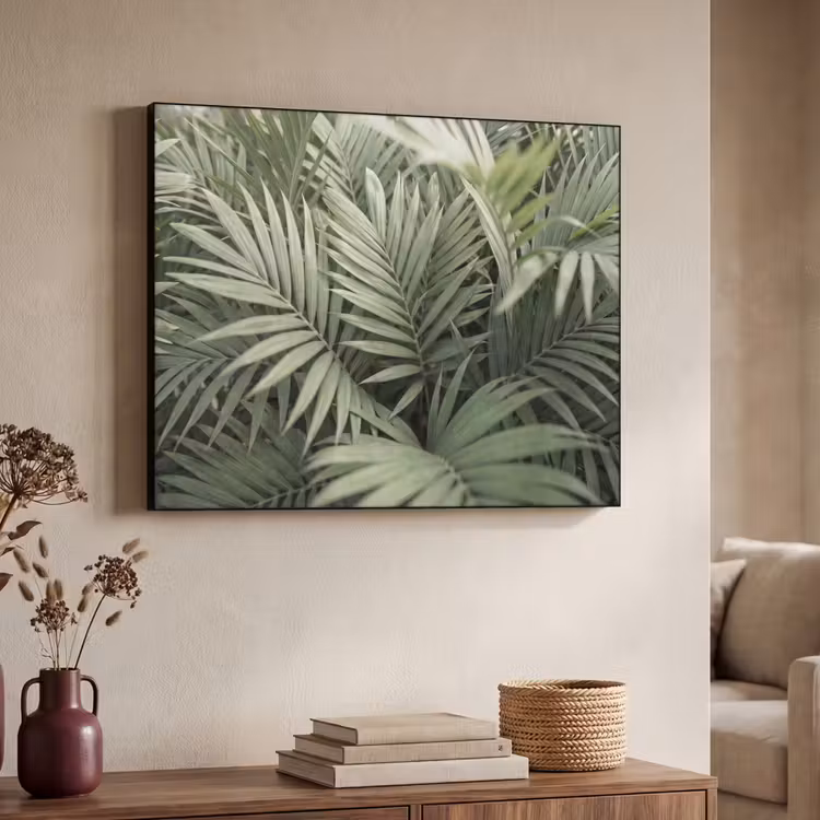 Plant - Palmbladeren - Natuur - Groen Textielframe zwart klein -sfeer3
