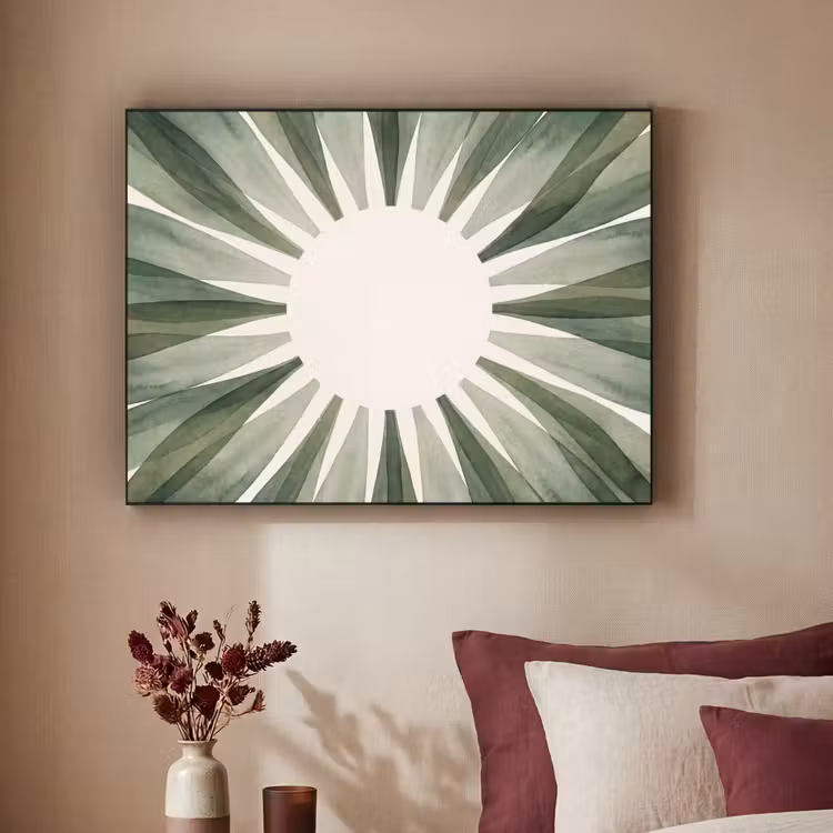 Planten - Abstract - Waterverf - Groen - Natuur Textielframe zwart klein -sfeer1